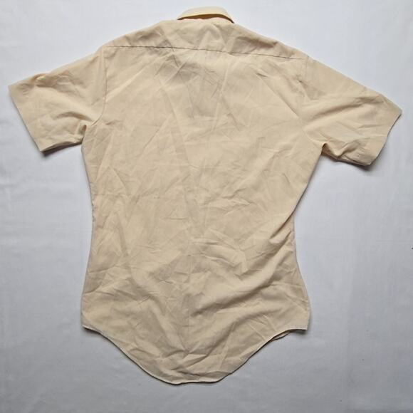 Vintage Sears Perma Prest Beige Short Sleeve Shirt 14 1/2 Men's Small Button Up - Picture 8 of 10